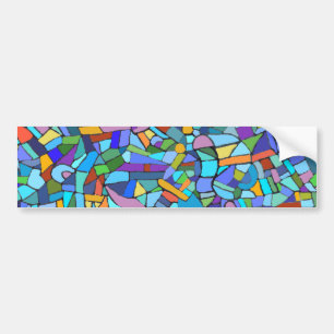 Abstraktes buntes blaues Mosaik-Muster Autoaufkleber