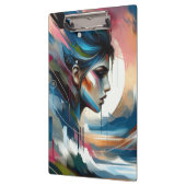 Abstraktes buntes Frauenmotiv Klemmbrett (Links)