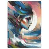 Abstraktes buntes Frauenmotiv Klemmbrett (Rückseite)