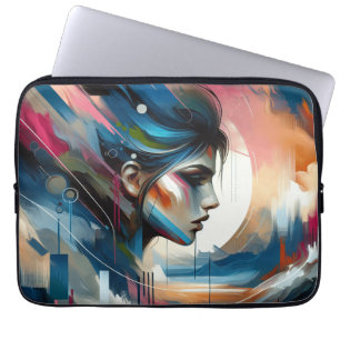 Abstraktes buntes Frauenmotiv Laptopschutzhülle