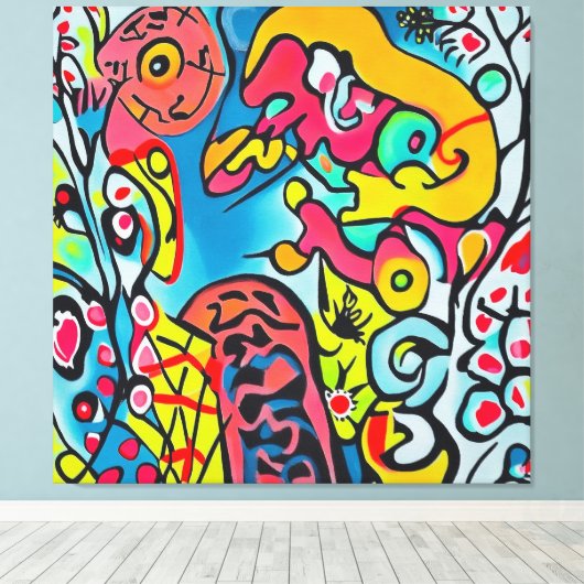 Abstraktes buntes Kunstwerk Leinwanddruck (Insitu (Holzboden))