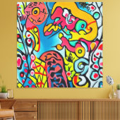 Abstraktes buntes Kunstwerk Leinwanddruck (Insitu (Wohnzimmer))