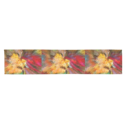 Abstraktes buntes lineares geometrisches Muster Kurzer Tischläufer (Horizontal)