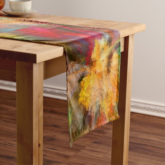 Abstraktes buntes lineares geometrisches Muster Kurzer Tischläufer (Beispiel)