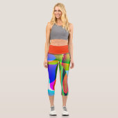 Abstraktes Buntes Modernes Design Capri Leggings (Vorderseite)