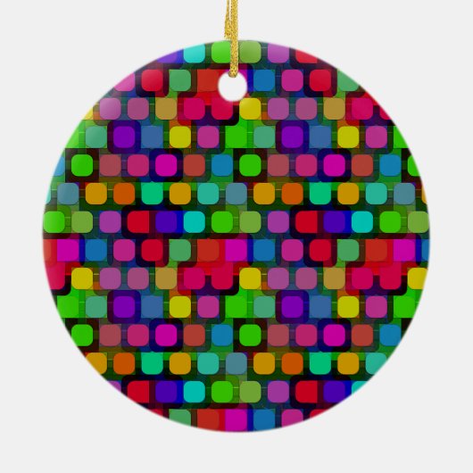 Abstraktes, buntes Quadrat-Muster Keramikornament (Hinten)