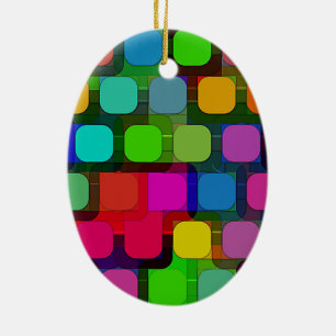 Abstraktes, buntes Quadrat-Muster Keramikornament