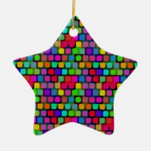 Abstraktes, buntes Quadrat-Muster Keramikornament (Vorne)