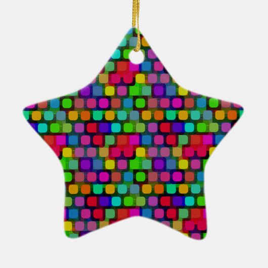 Abstraktes, buntes Quadrat-Muster Keramikornament (Hinten)