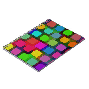Abstraktes, buntes Quadrat-Muster Notizblock