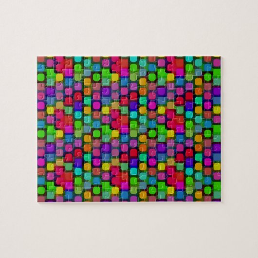 Abstraktes, buntes Quadrat-Muster Puzzle (Horizontal)