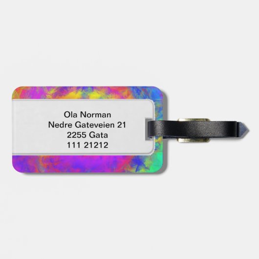 Abstraktes buntes Störungsmuster Gepäckanhänger (Rückseite horizontal)
