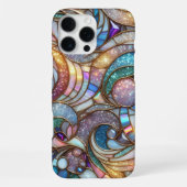 Abstraktes Buntglas-Blumen-Kunstmuster iPhone Hülle (Rückseite)