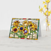 Abstraktes Buntglas-Sonnenblumen  Karte (Gelbe Blume)
