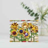Abstraktes Buntglas-Sonnenblumen Postkarte (Stehend Vorderseite)