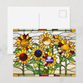 Abstraktes Buntglas-Sonnenblumen Postkarte (Vorne/Hinten)