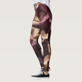 Abstraktes Burgund-Tan-Topographie Landschaft Leggings (Links)