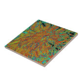 Abstraktes Burnt Orange und grünes Dahlia Bloom Fliese (Seite)