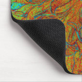 Abstraktes Burnt Orange und grünes Dahlia Bloom Mousepad (Ecke)