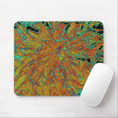 Abstraktes Burnt Orange und grünes Dahlia Bloom Mousepad (Mit Mouse)