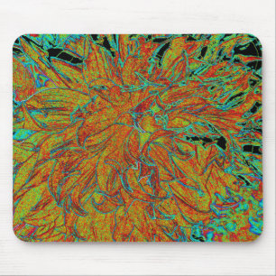 Abstraktes Burnt Orange und grünes Dahlia Bloom Mousepad