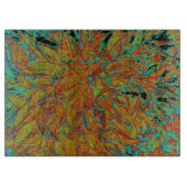 Abstraktes Burnt Orange und grünes Dahlia Bloom Schneidebrett (Vorderseite)