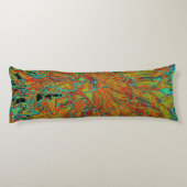 Abstraktes Burnt Orange und grünes Dahlia Bloom Seitenschläferkissen (Rückseite)