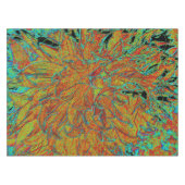 Abstraktes Burnt Orange und grünes Dahlia Bloom Tischdecke (Vorderseite (Horizontal))