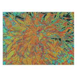 Abstraktes Burnt Orange und grünes Dahlia Bloom Tischdecke