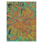 Abstraktes Burnt Orange und grünes Dahlia Bloom Tischdecke (Vorderseite)