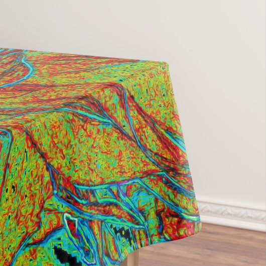 Abstraktes Burnt Orange und grünes Dahlia Bloom Tischdecke (Beispiel)