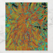 Abstraktes Burnt Orange und grünes Dahlia Bloom Weinetikett (Einzelnes Label)