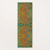Abstraktes Burnt Orange und grünes Dahlia Bloom Yogamatte (Rückseite)