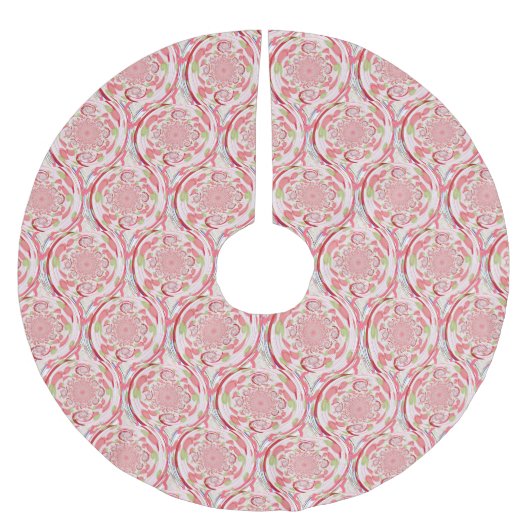 Abstraktes Burst-Design rot und grün Polyester Weihnachtsbaumdecke (Vorderseite)