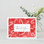 Abstraktes Candy Cane Muster Dankeskarte (Stehend Vorderseite)