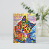 Abstraktes Cat Face Impressionist Portrait Paintin Postkarte (Stehend Vorderseite)