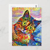 Abstraktes Cat Face Impressionist Portrait Paintin Postkarte (Vorne/Hinten)
