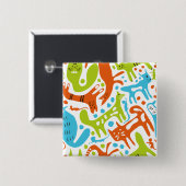 Abstraktes Cat Pattern Whimsisches Modernes Hausti Button (Vorne & Hinten)