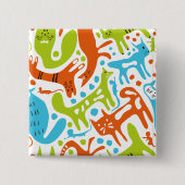 Abstraktes Cat Pattern Whimsisches Modernes Hausti Button (Vorderseite)