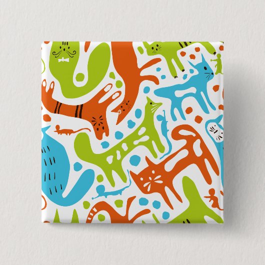 Abstraktes Cat Pattern Whimsisches Modernes Hausti Button (Vorderseite)