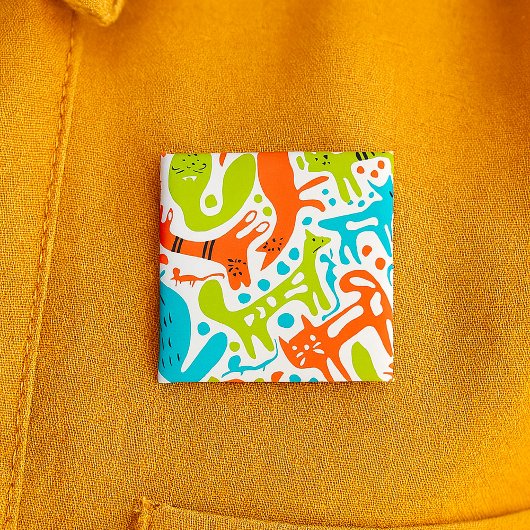 Abstraktes Cat Pattern Whimsisches Modernes Hausti Button