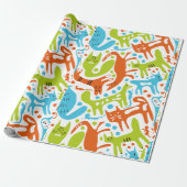 Abstraktes Cat Pattern Whimsisches Modernes Hausti Geschenkpapier (Ungerollt)
