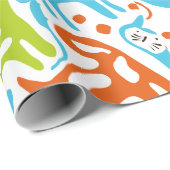 Abstraktes Cat Pattern Whimsisches Modernes Hausti Geschenkpapier (Rolleneckpunkt)