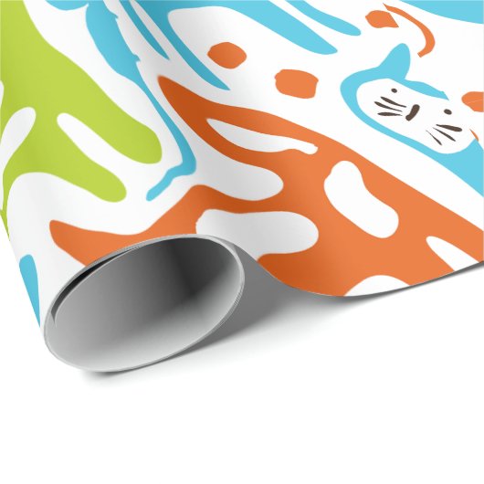 Abstraktes Cat Pattern Whimsisches Modernes Hausti Geschenkpapier (Rolleneckpunkt)