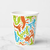 Abstraktes Cat Pattern Whimsisches Modernes Hausti Pappbecher (Vorderseite)