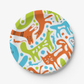 Abstraktes Cat Pattern Whimsisches Modernes Hausti Pappteller (Vorderseite)