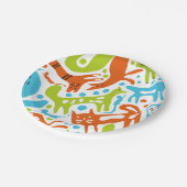 Abstraktes Cat Pattern Whimsisches Modernes Hausti Pappteller (Schrägansicht)