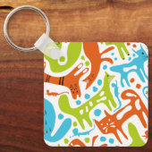 Abstraktes Cat Pattern Whimsisches Modernes Hausti Schlüsselanhänger (Vorderseite)