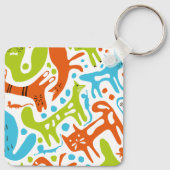 Abstraktes Cat Pattern Whimsisches Modernes Hausti Schlüsselanhänger (Rückseite)