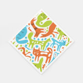 Abstraktes Cat Pattern Whimsisches Modernes Hausti Serviette (Ecke)